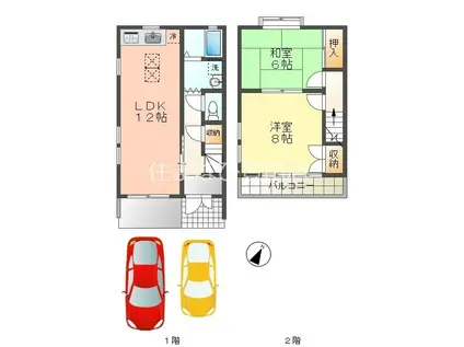 グリーンハイツいちぎ A(2LDK/1階)の間取り写真