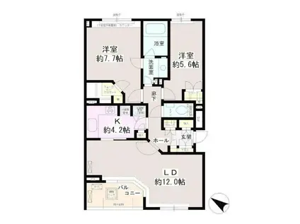 パティオス16番街(2LDK/5階)の間取り写真