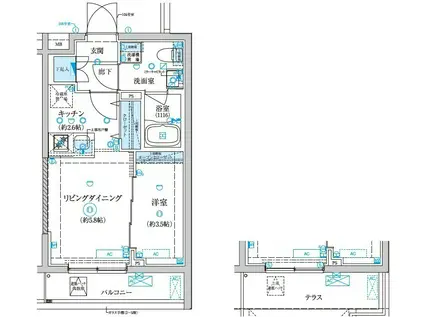 WEAVE BASE OJI KAMIYA(1LDK/1階)の間取り写真