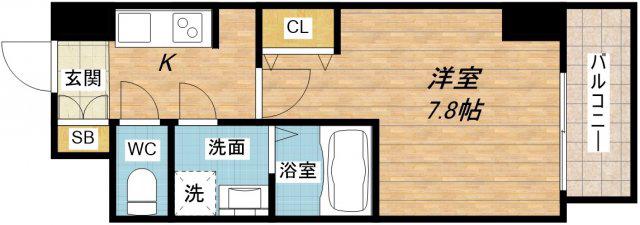 アーデンタワー西本町(1K/6階)の間取り写真
