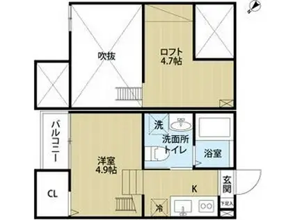 エスポワール堀田(ワンルーム/2階)の間取り写真