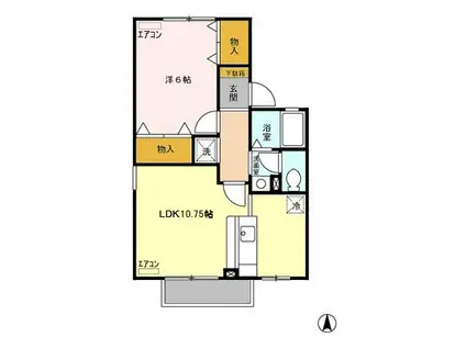 エコーハイツ桜 C(1LDK/2階)の間取り写真