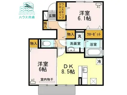 アムールII(2DK/1階)の間取り写真