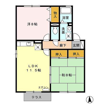 サンガーデン南四日市C(2LDK/1階)の間取り写真