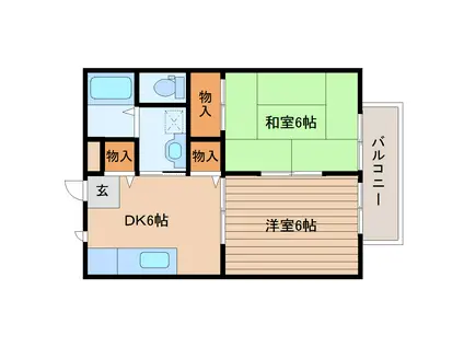 ビューシティ泉 VI(2DK/1階)の間取り写真