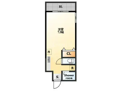 アバンセこおろぎ(ワンルーム/2階)の間取り写真