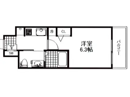 エステムプラザ神戸三宮ルクシア(1K/3階)の間取り写真