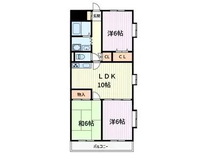 ダイヤメゾン戸田公園(3LDK/3階)の間取り写真