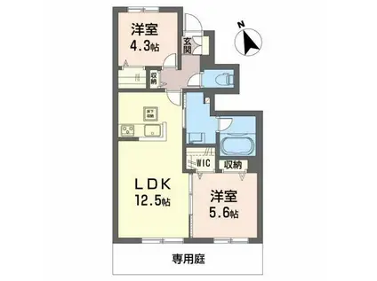 VIVANT HILL川内(2LDK/1階)の間取り写真