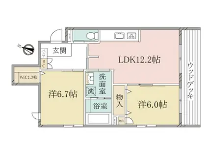 ヘーベルヴィレッジ湘南台4丁目サニーヒルズ湘南(2LDK/1階)の間取り写真