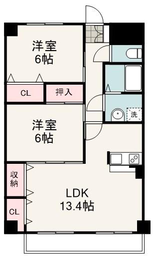 ルーエセイラク(2LDK/1階)の間取り写真