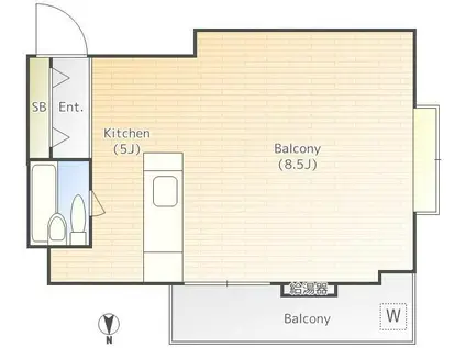 リバティーヒル(ワンルーム/2階)の間取り写真