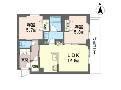 ヒルズスカイガーデン(2LDK/3階)の間取り写真