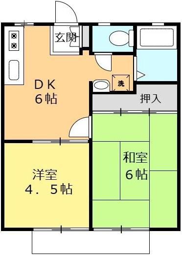 パナハイツサンA(2DK/2階)の間取り写真