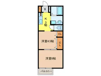 コーポK2(2K/1階)の間取り写真