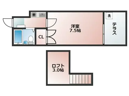 レオ西明石(1K/1階)の間取り写真
