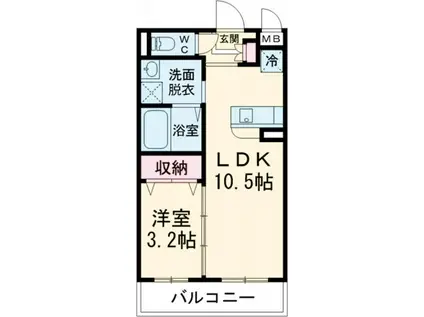 津市久居野村町マンション(1LDK/2階)の間取り写真
