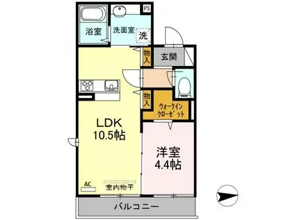 グラン・メール(1LDK/2階)の間取り写真