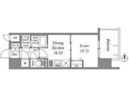 ファーストフィオーレ長田グランディール(1DK/8階)の間取り写真