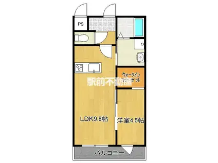 佐賀市八戸アパート(1LDK/2階)の間取り写真