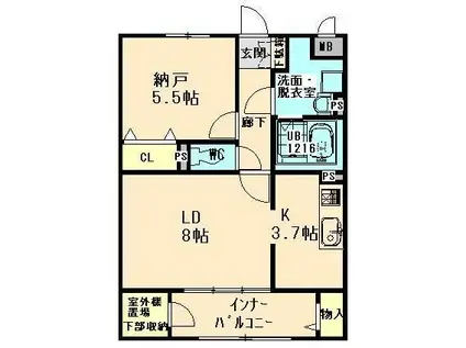 さくらHOUSE(1LDK/1階)の間取り写真