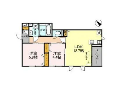 エルビエントⅡ(2LDK/1階)の間取り写真