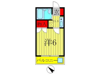 カーサ・ブランカ綾瀬(1K/2階)の間取り写真