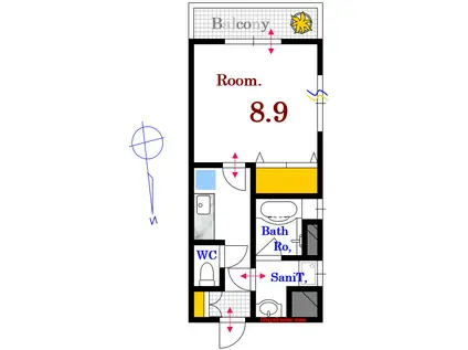 IVY SQUARE 寺町(1K/6階)の間取り写真
