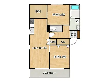 アーバンメゾン北方B(2LDK/1階)の間取り写真