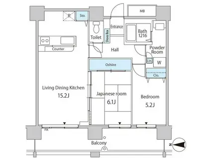セルリアンホームズ勝どき(2LDK/6階)の間取り写真