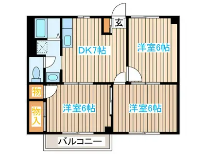 パラメーゾンA(3DK/1階)の間取り写真