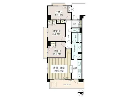 クラッサ目黒かむろ坂(3LDK/1階)の間取り写真