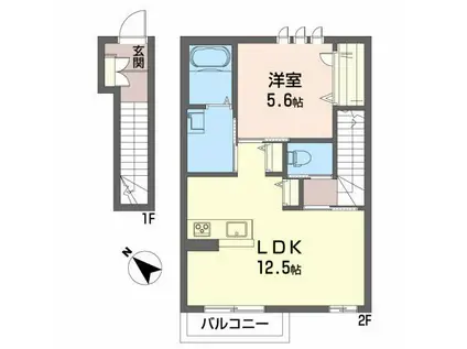 ACCIO(1LDK/2階)の間取り写真