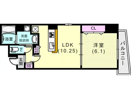 モンマール三宮(1LDK/7階)の間取り写真
