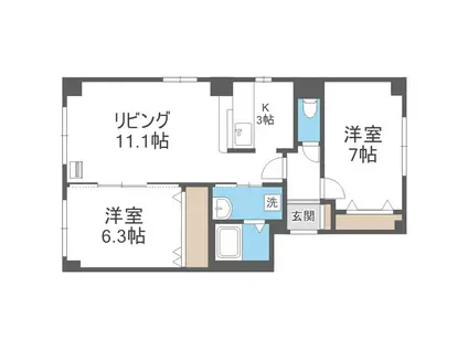 グランディール(2LDK/2階)の間取り写真