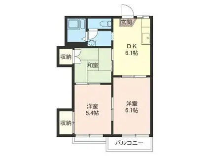 メゾンソフィアB(3DK/2階)の間取り写真