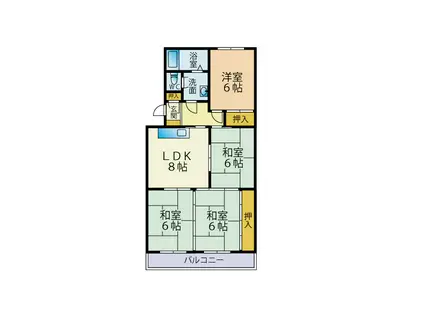 第3八郎丸ビル(4DK/2階)の間取り写真