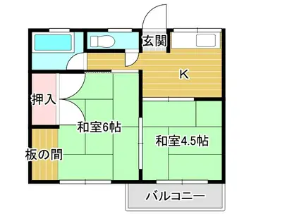 コーポ宇和川(2K/1階)の間取り写真
