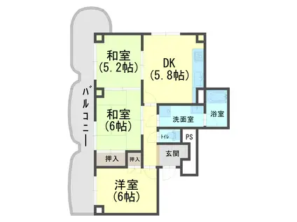 手柄コーポ2号館(3DK/3階)の間取り写真