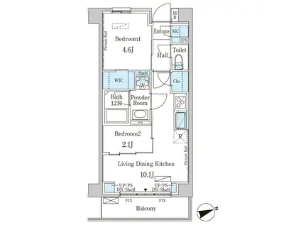 インスタイルレジデンス本駒込(2LDK/5階)の間取り写真