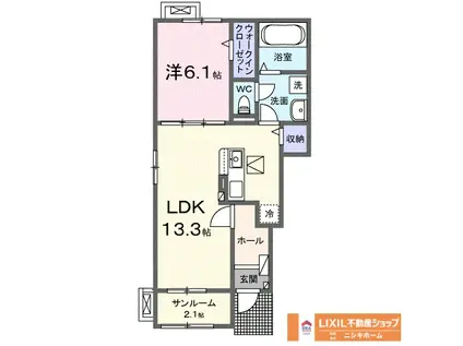 ヘーリオス(1LDK/1階)の間取り写真