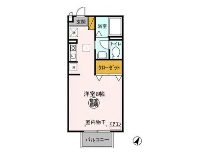 ランセ今谷C(ワンルーム/1階)の間取り写真