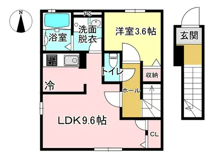 アンルミエール(1LDK/2階)の間取り写真