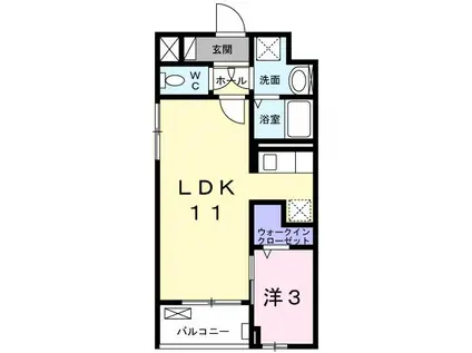 サンシャイン ウィステリア(1LDK/1階)の間取り写真