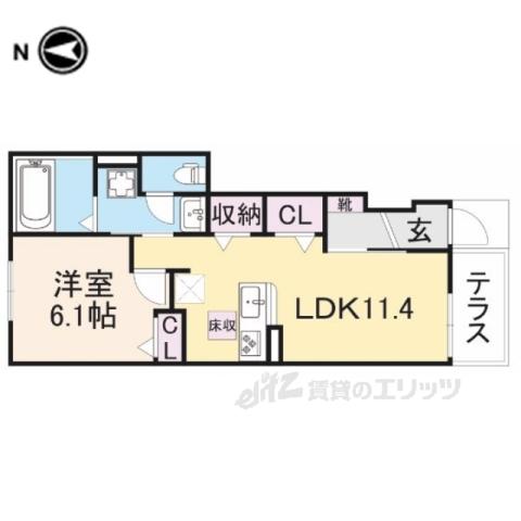 HERITAGEⅠ(1LDK/1階)の間取り写真