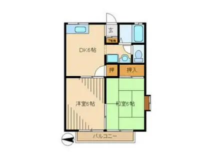 リバーハイツII(2DK/1階)の間取り写真