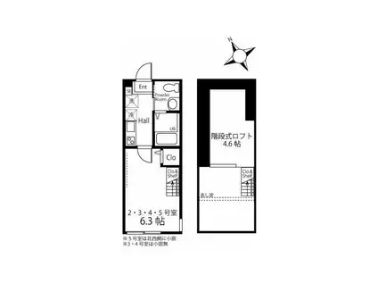 ハーミットクラブハウス シャルム岸根公園(1K/2階)の間取り写真