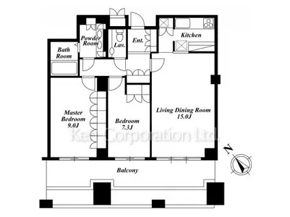 神谷町プライムプレイスレジデンス(2LDK/12階)の間取り写真