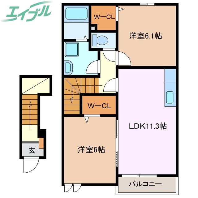 グローヴ・II(2LDK/2階)の間取り写真