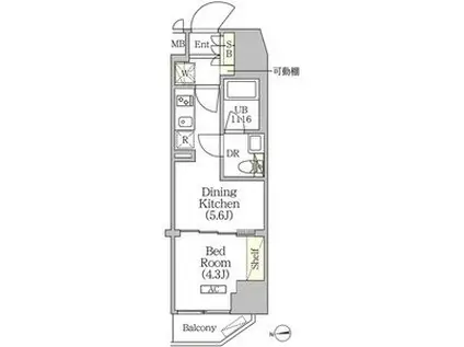 クラリティア浅草橋(1DK/14階)の間取り写真